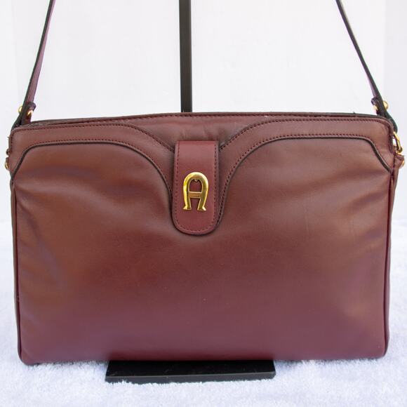 Vintage 90s Original ETIENNE AIGNER Oxblood Leather Purse Shoulder Bag Handbag - Picture 3 of 11